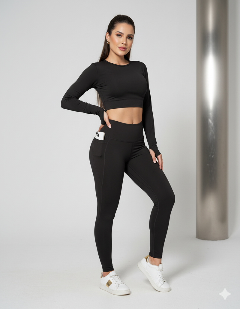 Legging Feminina Cintura Alta com Bolsos
